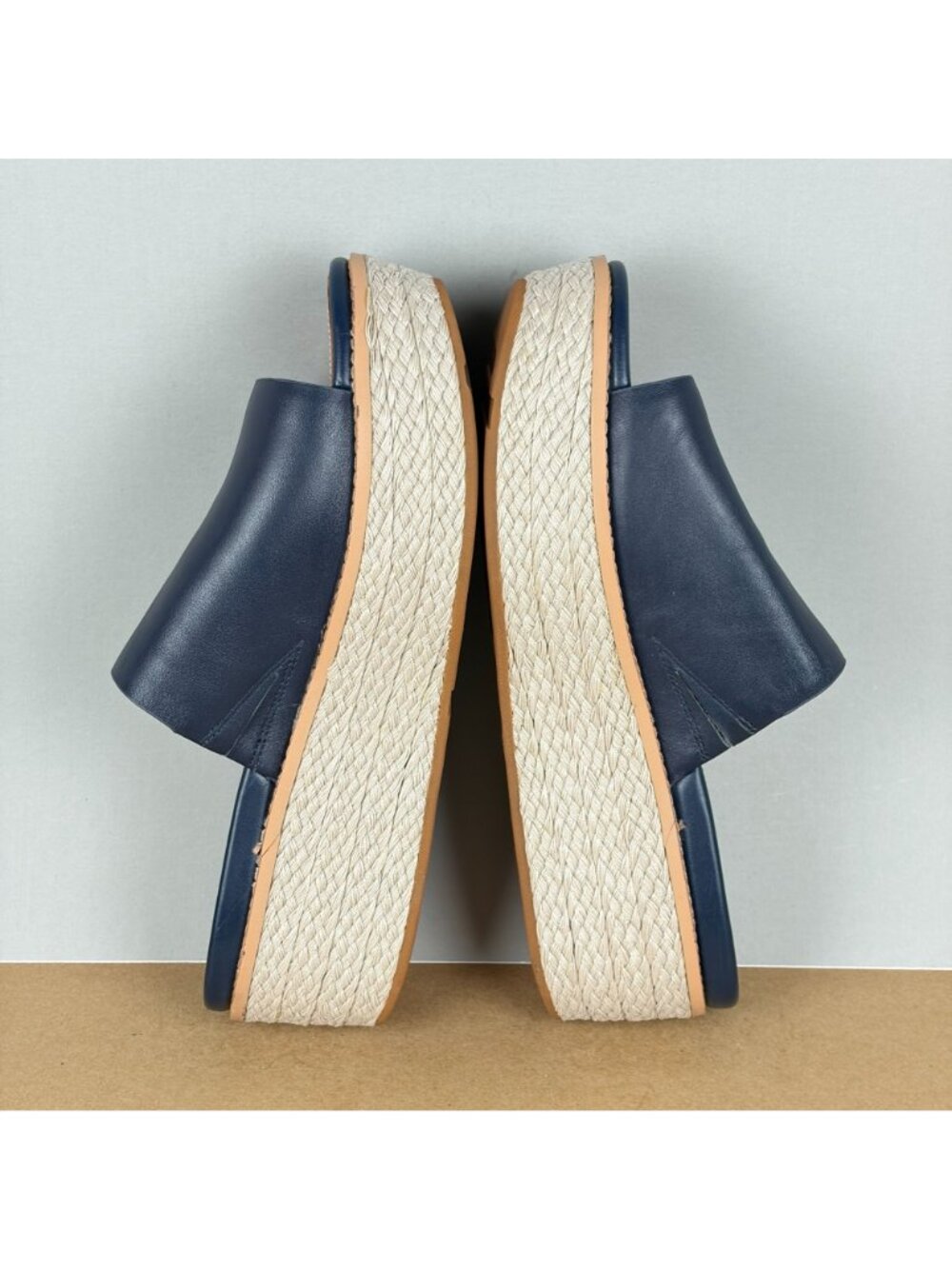 Fitflop Eloise Espadrille Platform Sandals Womens 11 Navy Blue Tan Slip On - Picture 5 of 10